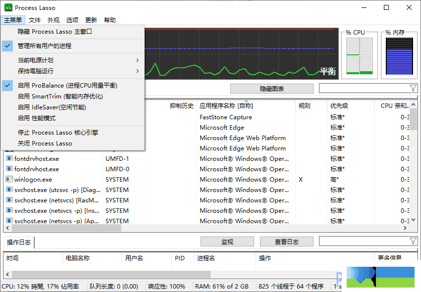 Process Lasso界面1