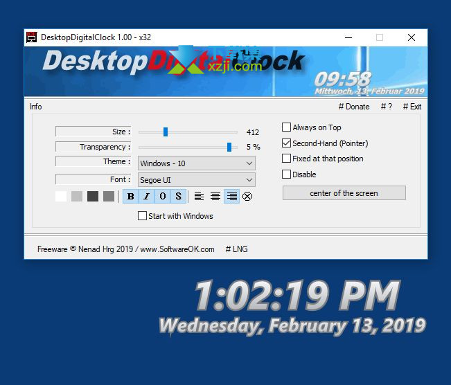 DesktopDigitalClock界面