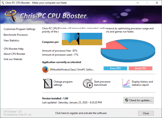 Chris-PC CPU Booster界面