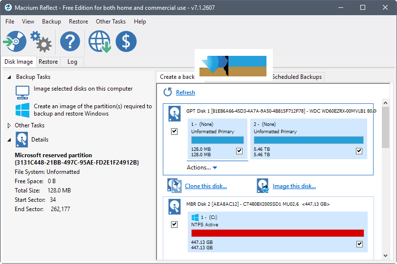 Macrium Reflect界面