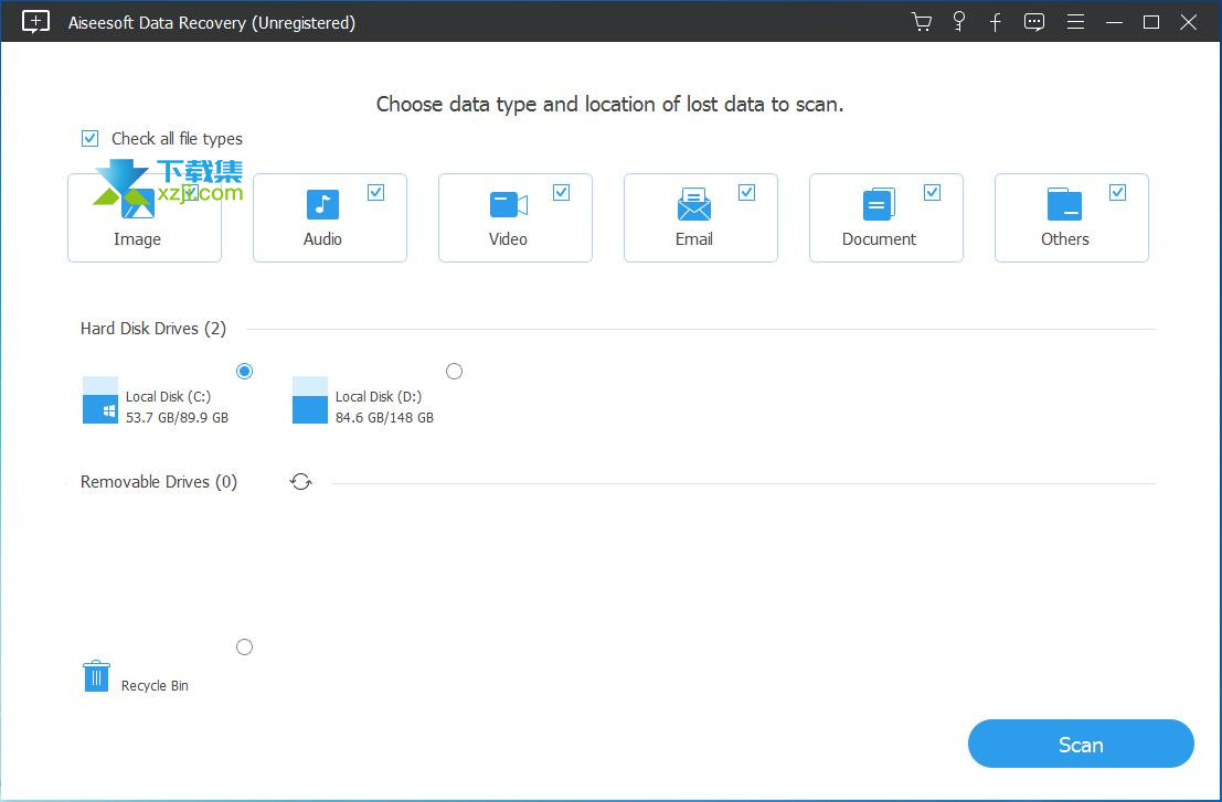 Aiseesoft Data Recovery界面