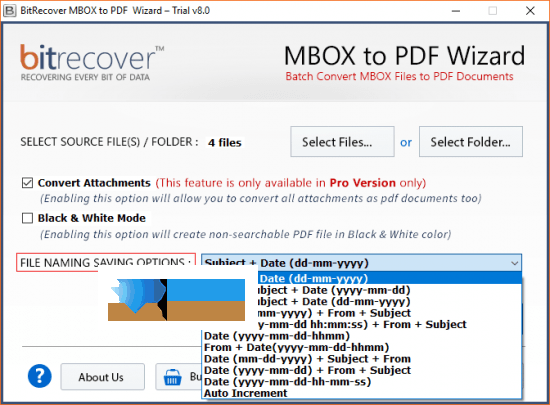 BitRecover MBOX to PDF Wizard界面