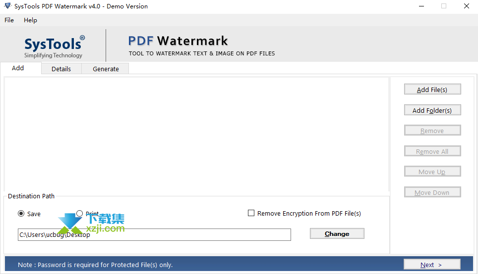 SysTools PDF Watermark Remover界面