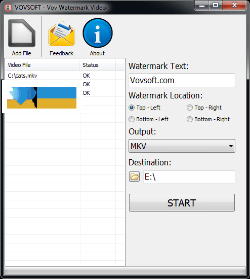 VovSoft Watermark Video界面