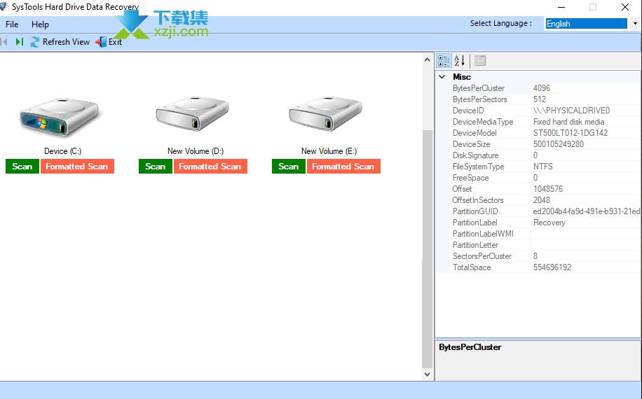 SysTools Hard Drive Data Recovery界面