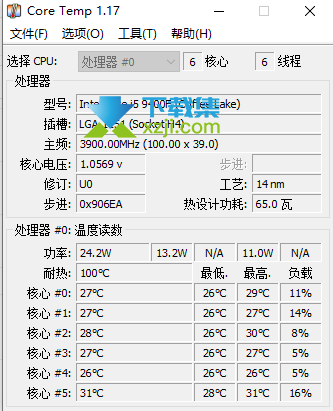 Core Temp界面