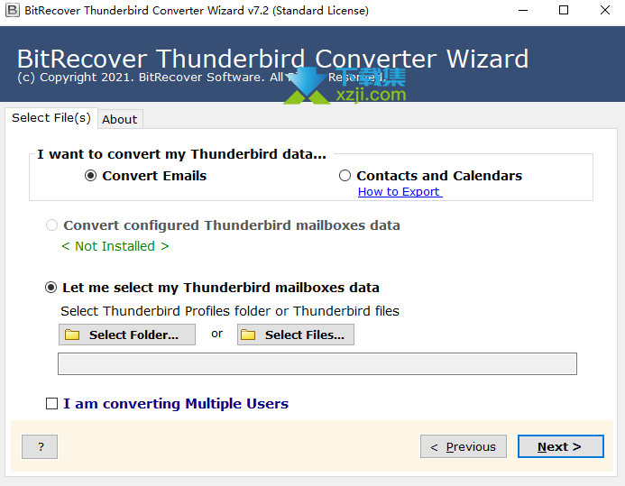 BitRecover Thunderbird Converter Wizard界面