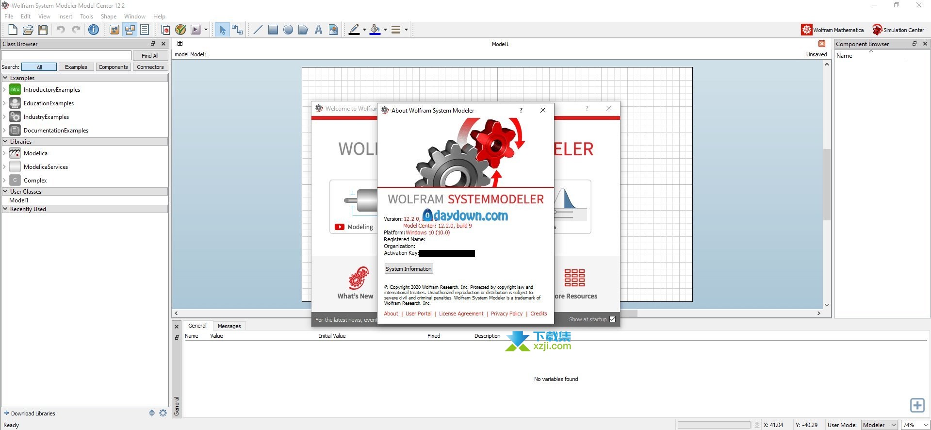 Wolfram SystemModeler界面