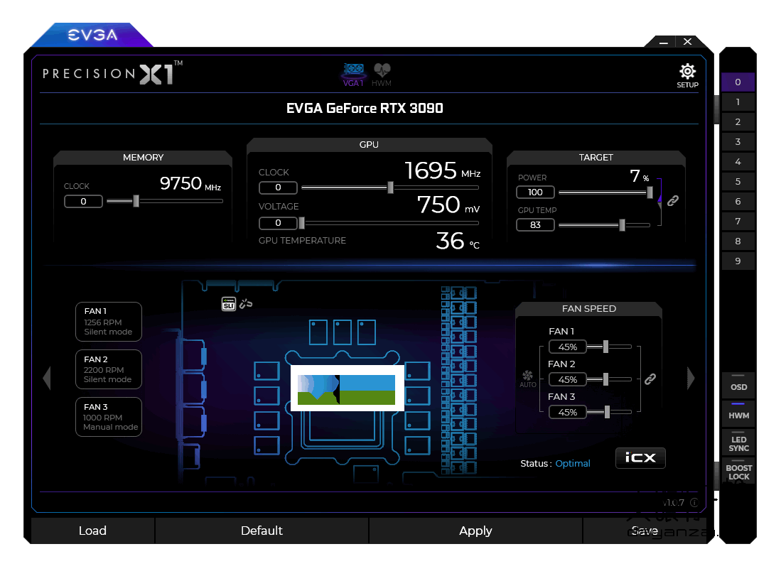 EVGA Precision X1界面