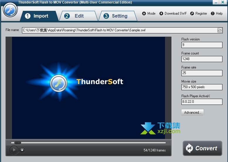 ThunderSoft Flash to MOV Converter界面
