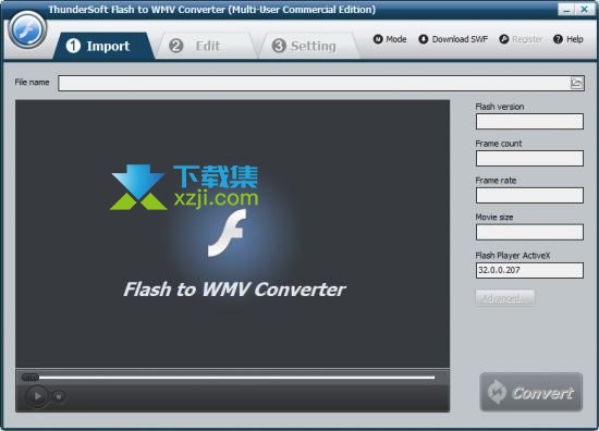 ThunderSoft Flash to WMV Converter界面