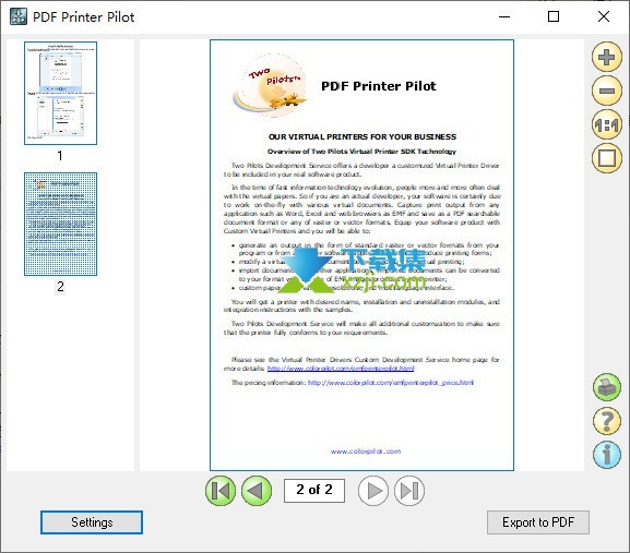 PDF Printer Pilot界面