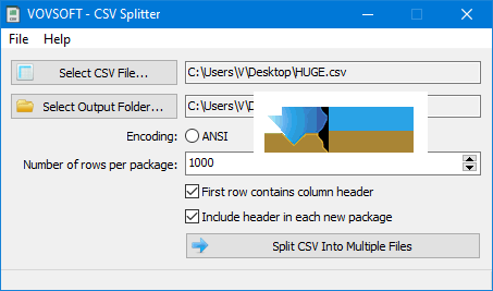 Vovsoft CSV Splitter界面
