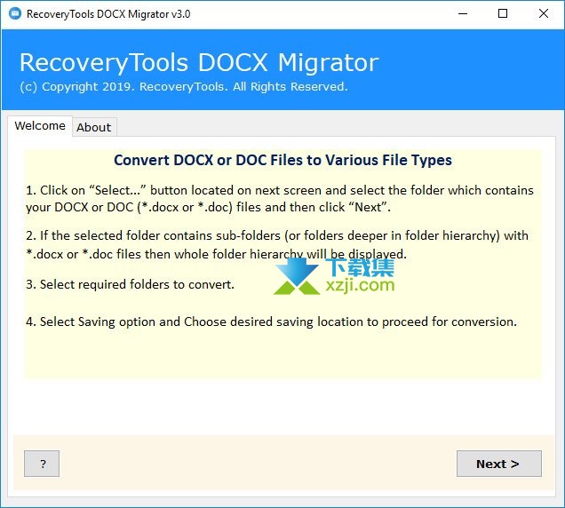 RecoveryTools DOCX Migrator界面