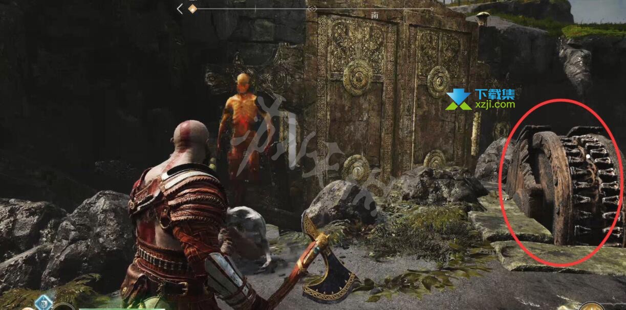 《战神4》游戏中巨锤陨落大门及雕像怎么摧毁