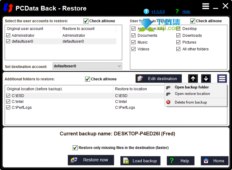 PCData Back界面