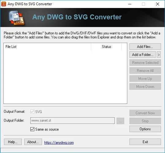 Any DWG to SVG Converter界面