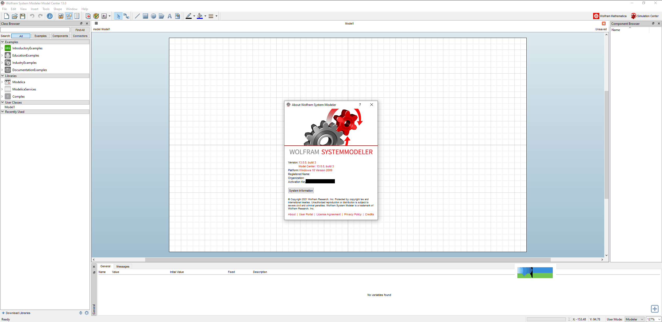 Wolfram SystemModeler13界面