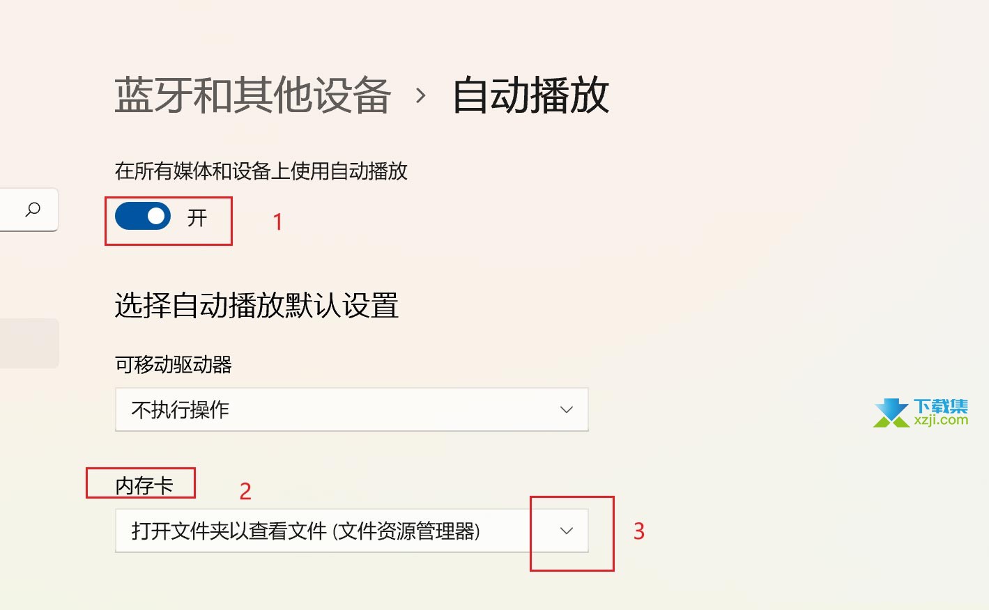 Win11系统设置自动操作接入电脑的内存卡的方法