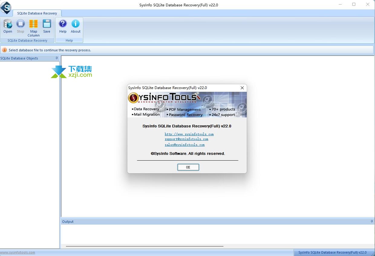 SysInfoTools SQLite Database Recovery界面