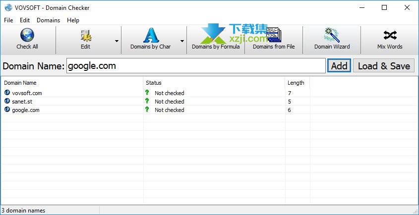 VovSoft Domain Checker界面