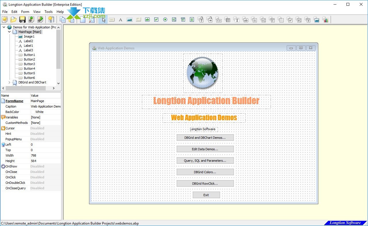 Longtion Application Builder界面