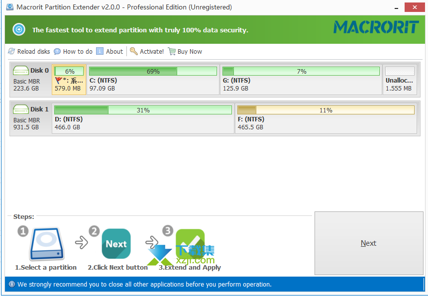 Macrorit Partition Extender界面