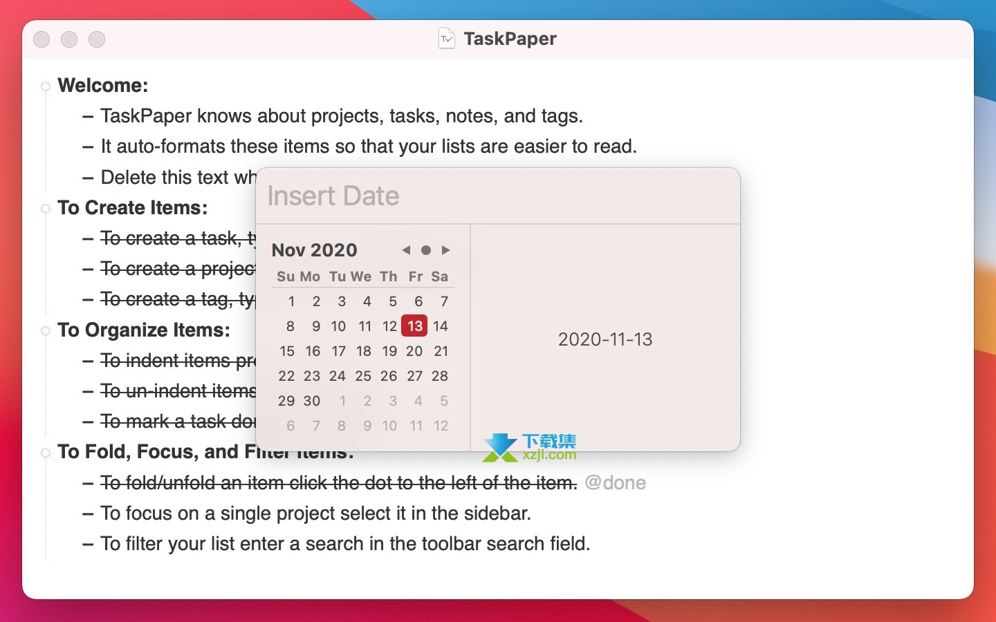 TaskPaper for Mac界面1
