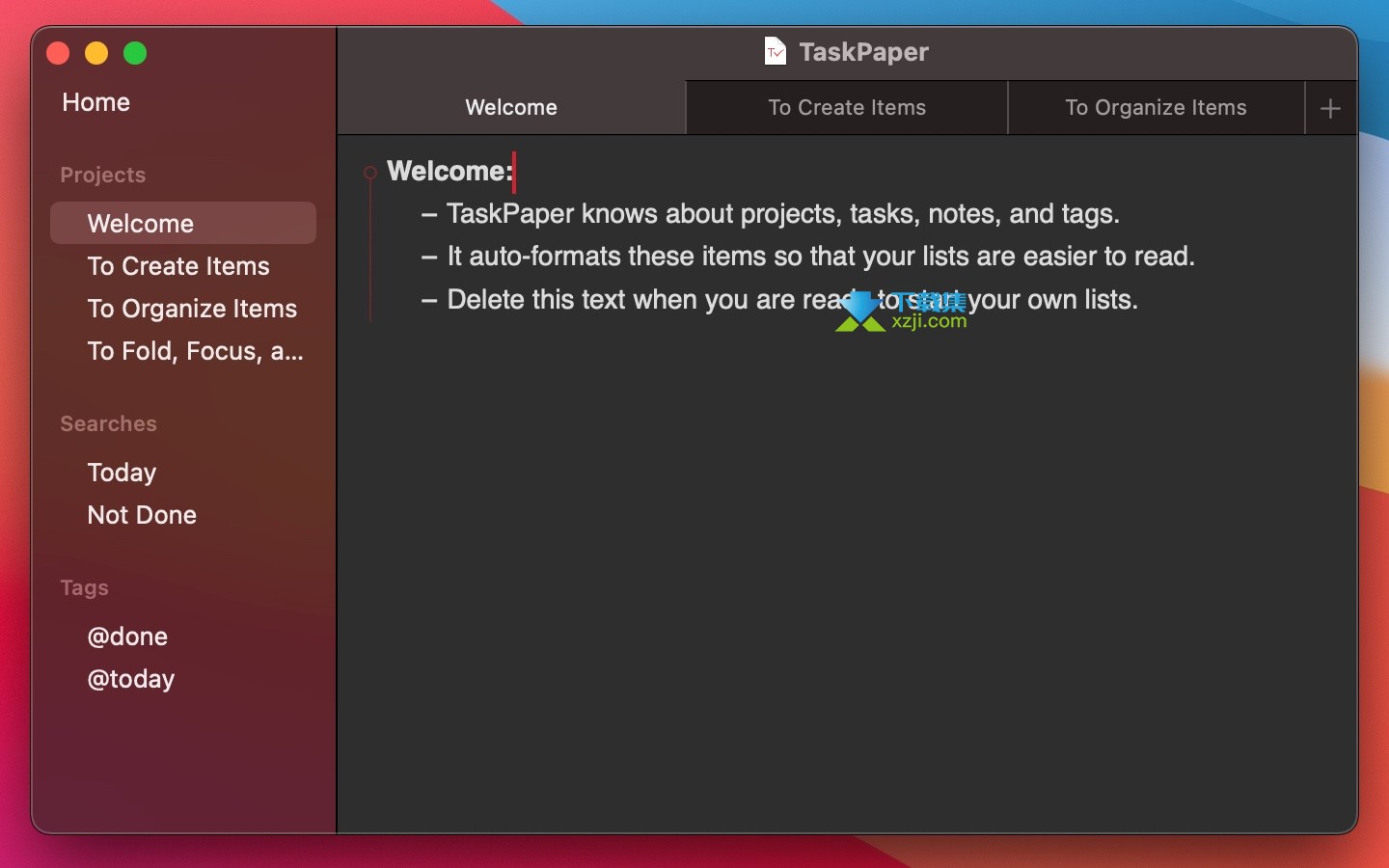 TaskPaper for Mac界面2