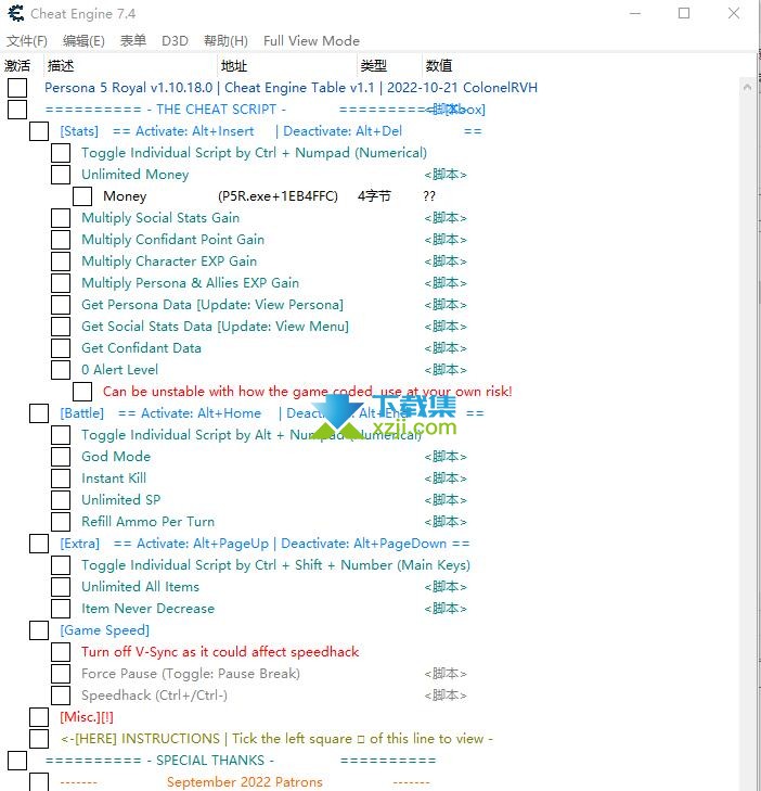 女神异闻录5皇家版xgpCT表