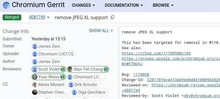 Chrome/Chromium浏览器取消对JPEG-XL图片格式的支持
