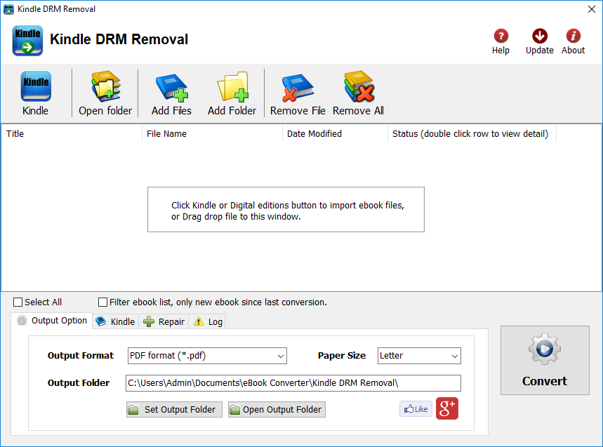 Kindle DRM Removal界面