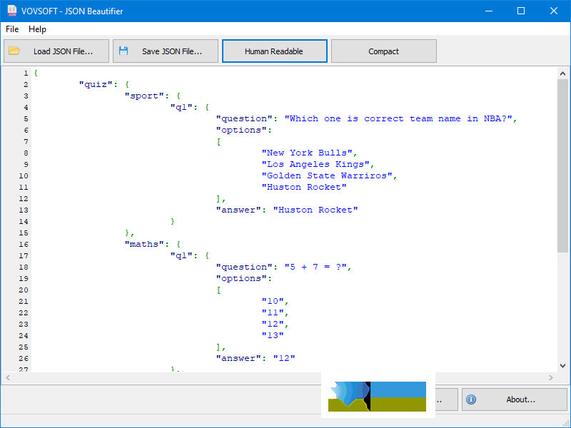 VovSoft JSON Beautifier界面