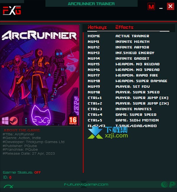 ArcRunner修改器(无限生命、无限护甲)使用方法说明