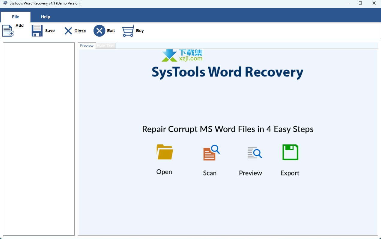 SysTools Word Recovery界面