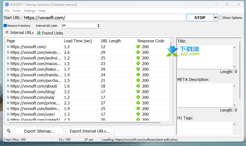 Vovsoft Sitemap Generator界面