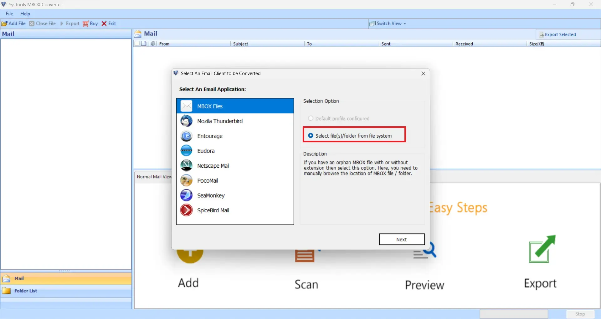 SysTools MBOX Converter界面2