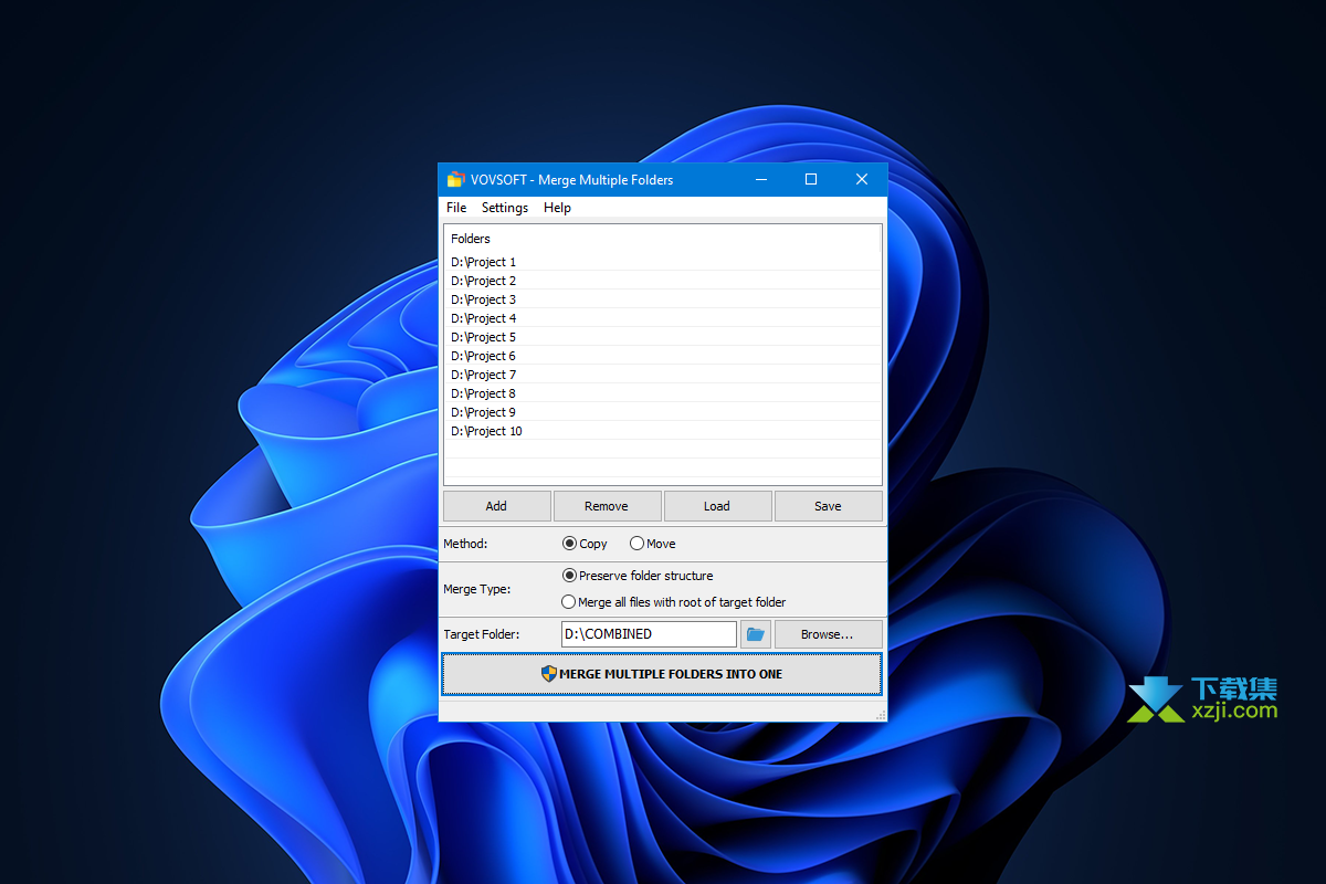 VovSoft Merge Multiple Folders界面