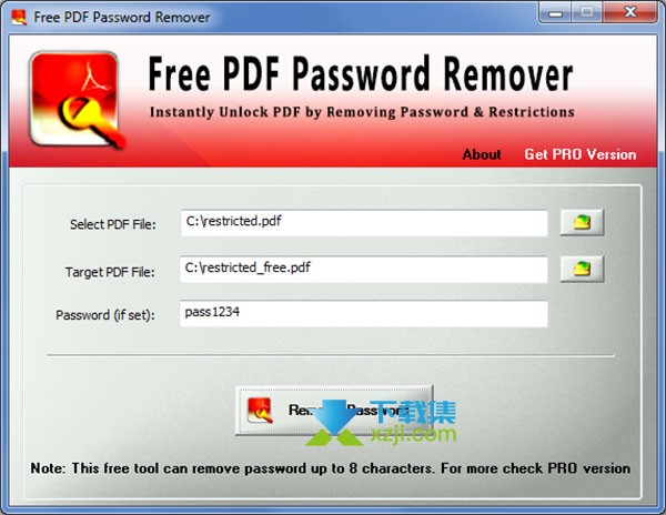 Free PDF Password Remover界面