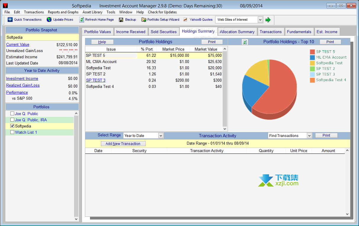 Investment Account Manager界面