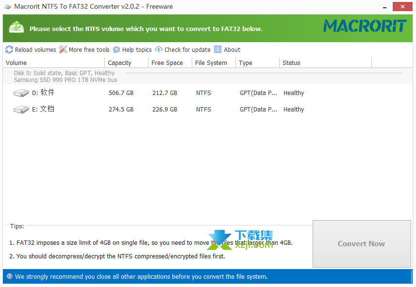 Macrorit NTFS to FAT32 Converter界面