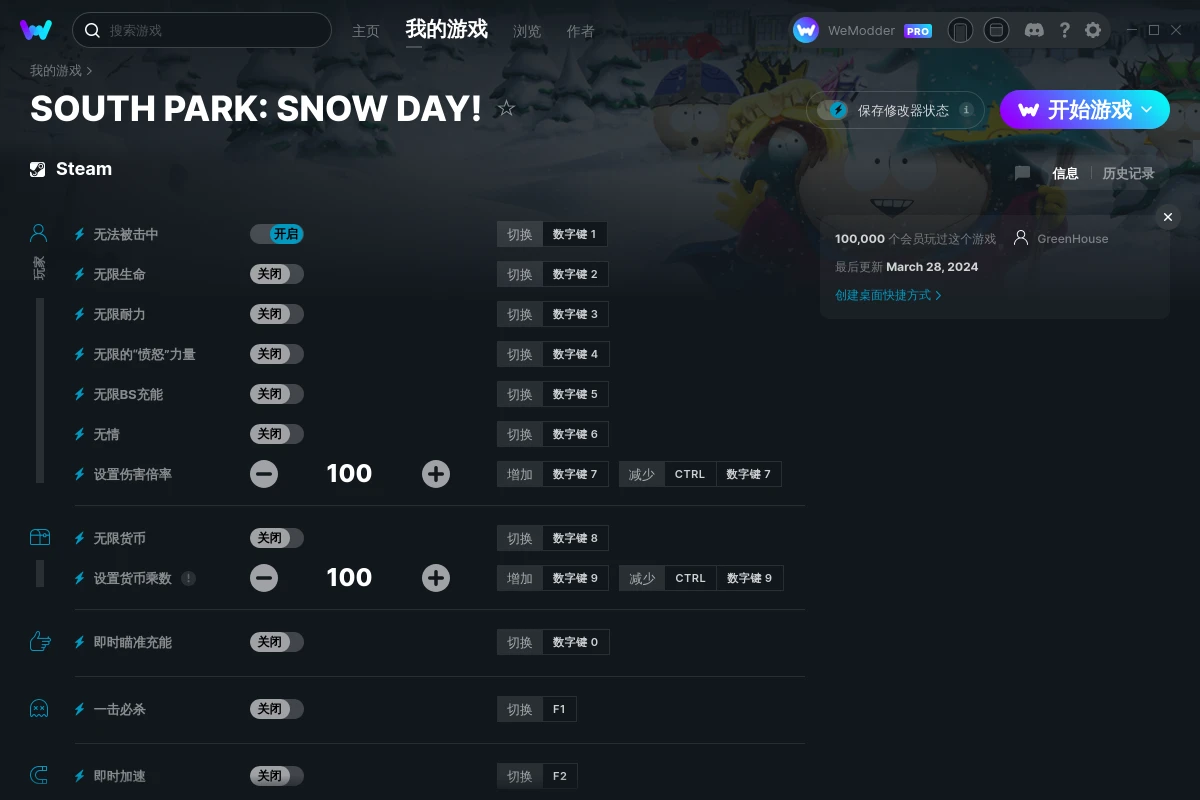 SOUTH PARK SNOW DAY修改器+14