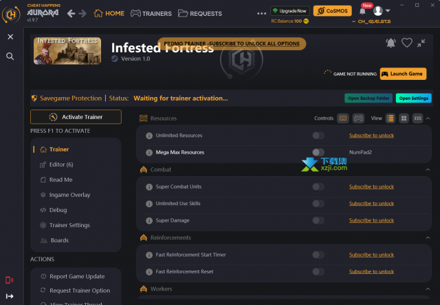 被侵扰的堡垒修改器(Infested Fortress)使用方法说明