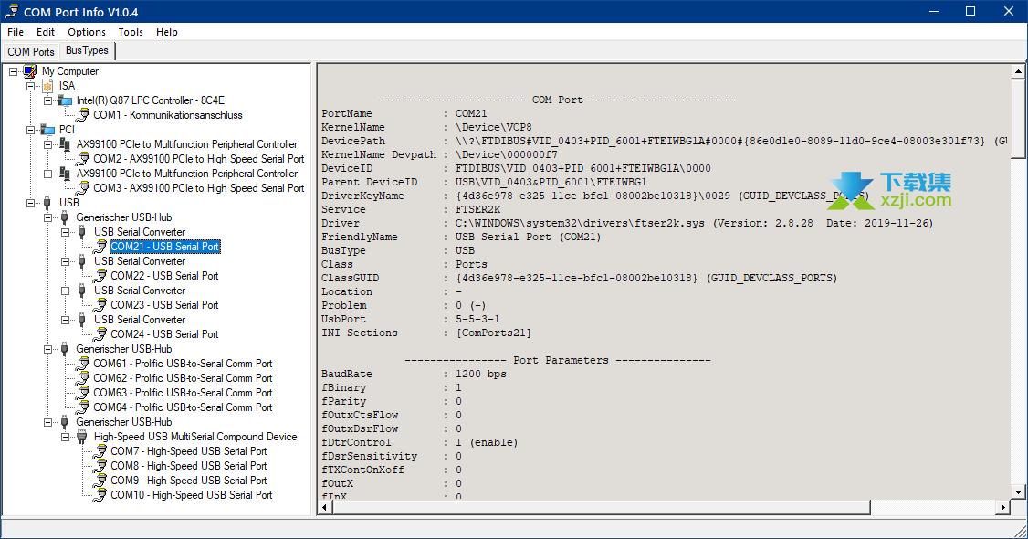 COM Port Info界面