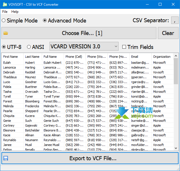 CSV to VCF Converter界面1