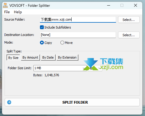 VovSoft Folder Splitter界面