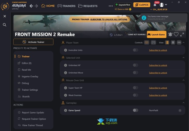 前线任务2重制版修改器(FRONT MISSION 2 Remake)使用方法说明