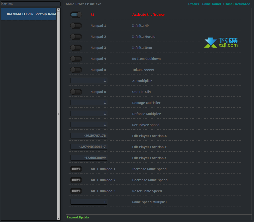 闪电十一人英雄们的胜利之路修改器界面