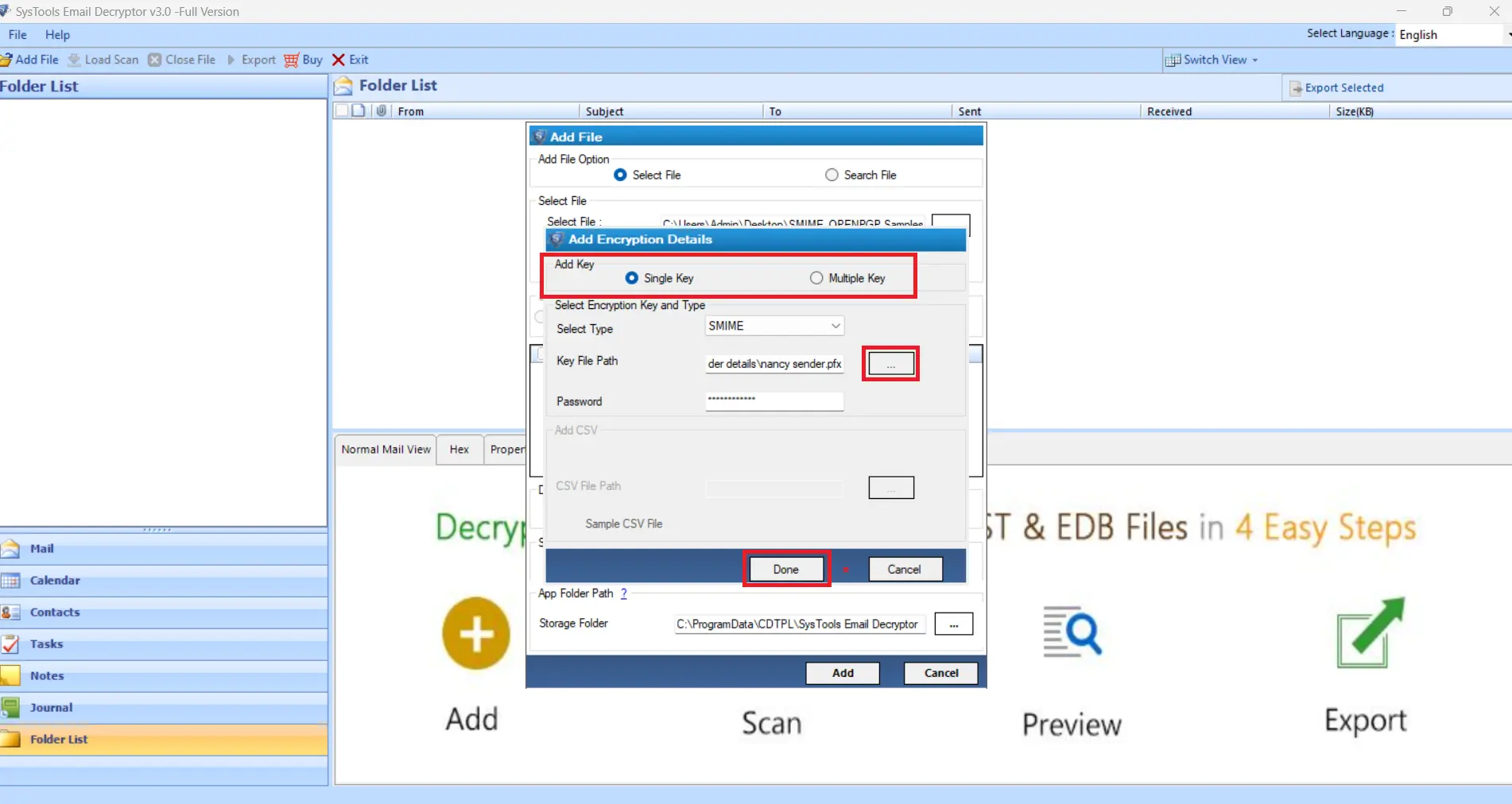 SysTools Email Decryptor界面