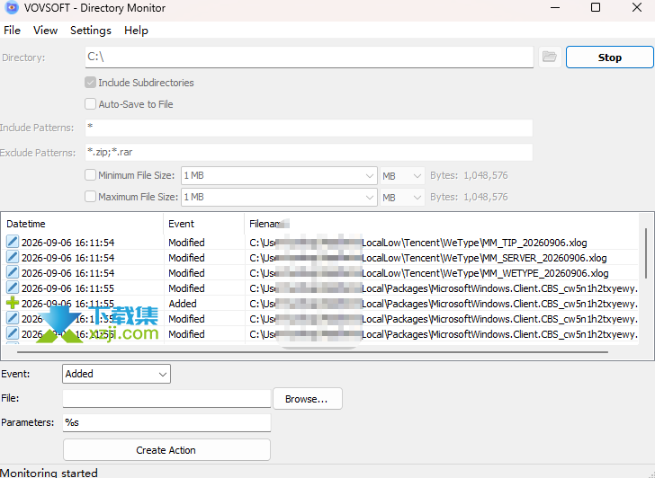 VovSoft Directory Monitor界面 VovSoft Directory Monitor界面